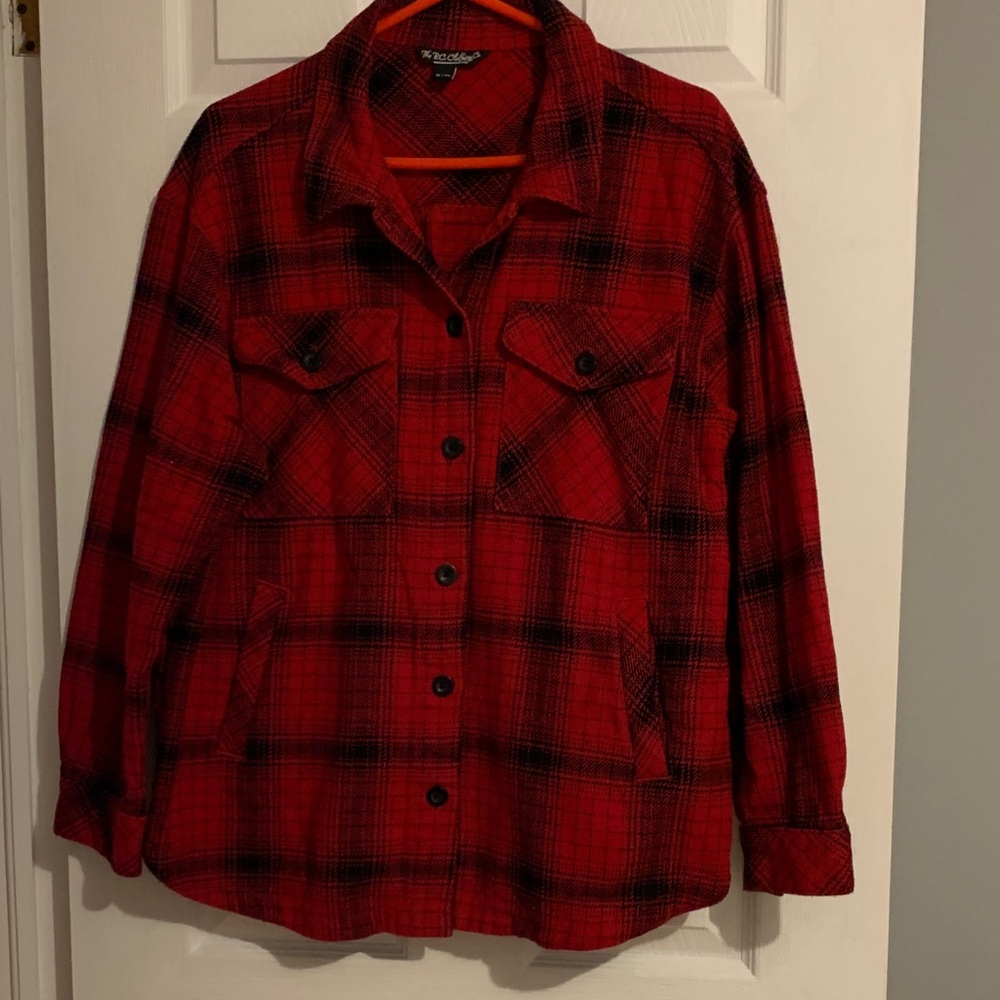 The BC Clothing Co Women's Red and Black Plaid  Jacket